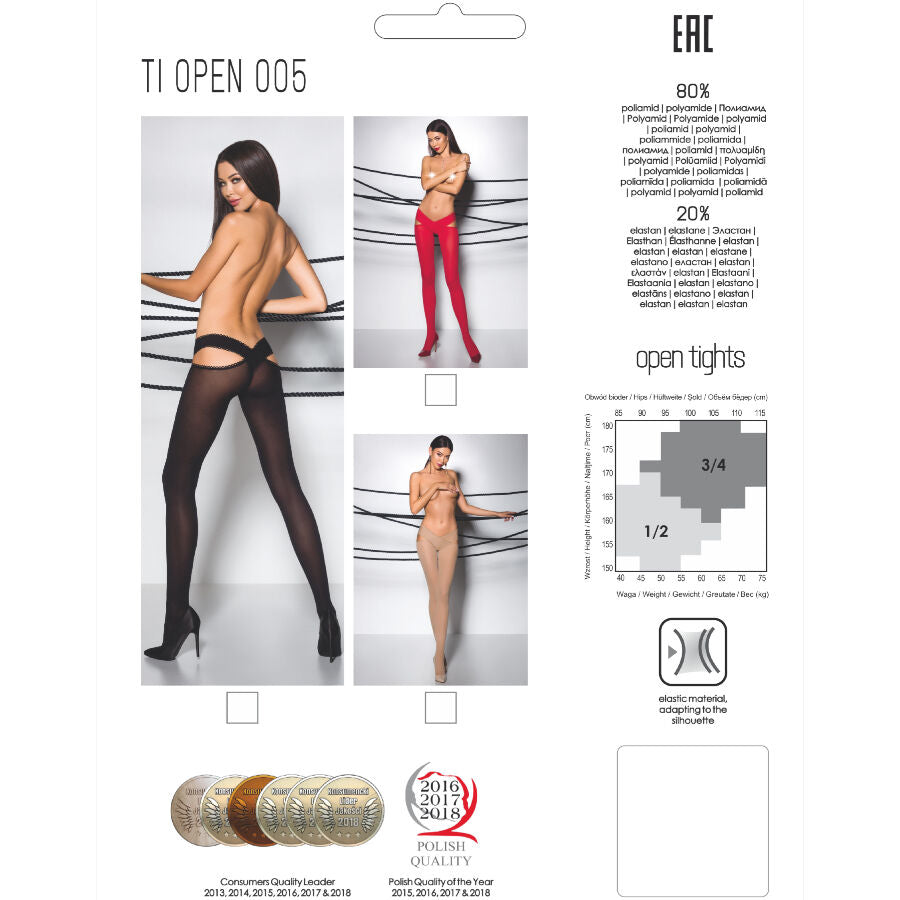 PASSIE - TIOPEN 005 RODE PANTY 3/4 60 DEN