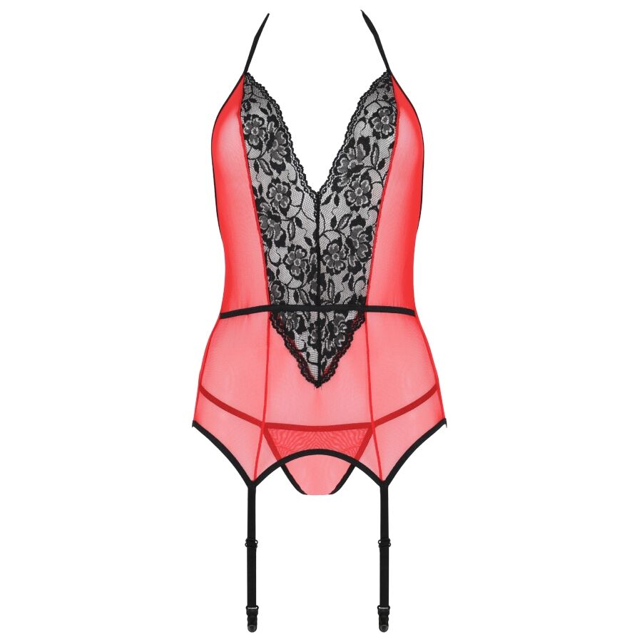 PASSION - CORSET PEONIA LIGNE ÉROTIQUE ROUGE L/XL