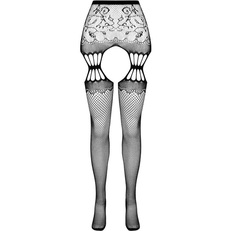 PASSION - S027 WEISSE STRÜMPFE MIT GARTER, EINE GRÖSSE