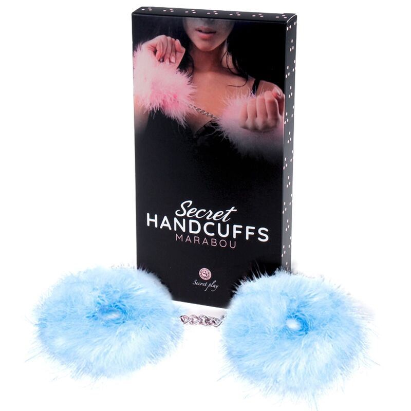 SECRETPLAY - HANDCUFFS MADE FROM BLUE LIGHT MARABOU