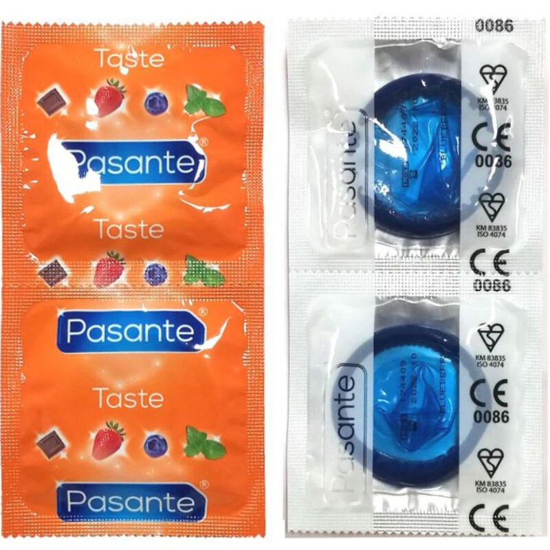 PASANTE - PRÉSERVATIFS SAVEUR MYRTILLE SACHETS 144 UNITÉS