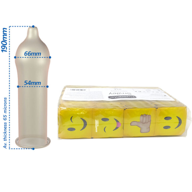 PASANTE - CONDOMS SMILEY POUCH 144 UNITS