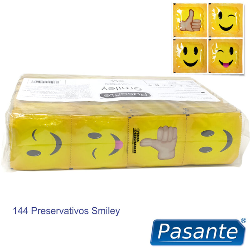PASANTE - CONDOMS SMILEY POUCH 144 UNITS