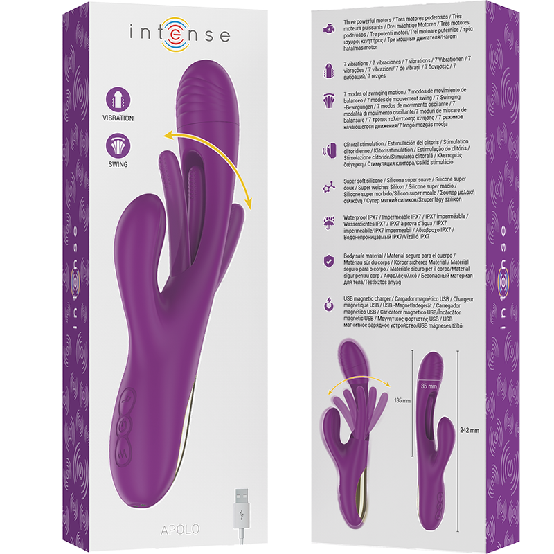 INTENSE - APOLO VIBRATEUR MULTIFONCTIONNEL RECHARGEABLE 7 VIBRATIONS AVEC LANGUE VIBRANTE VIOLENTE