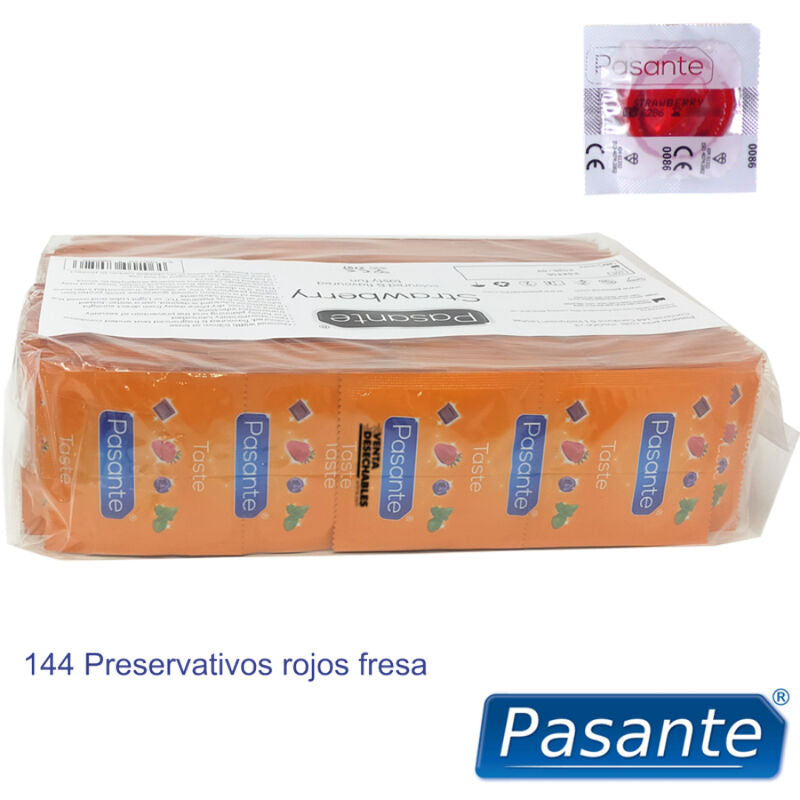 PASANTE - PRÉSERVATIFS SAVEUR FRAISE SACHETS 144 UNITÉS