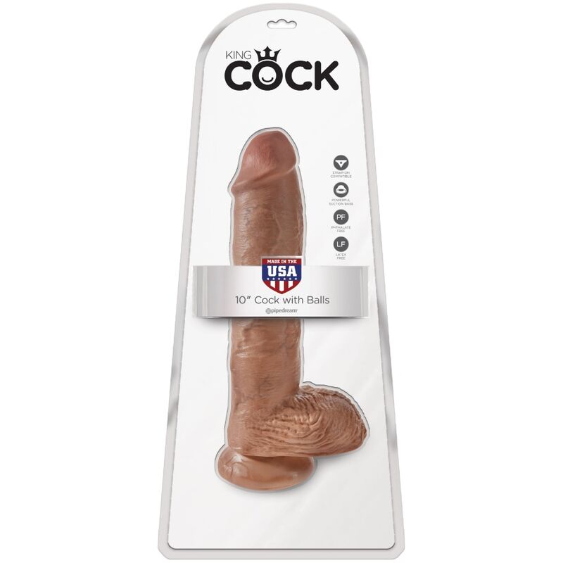 KING COCK - REALISTISCHE PENIS MET BALLEN 19,8 CM CARAMEL