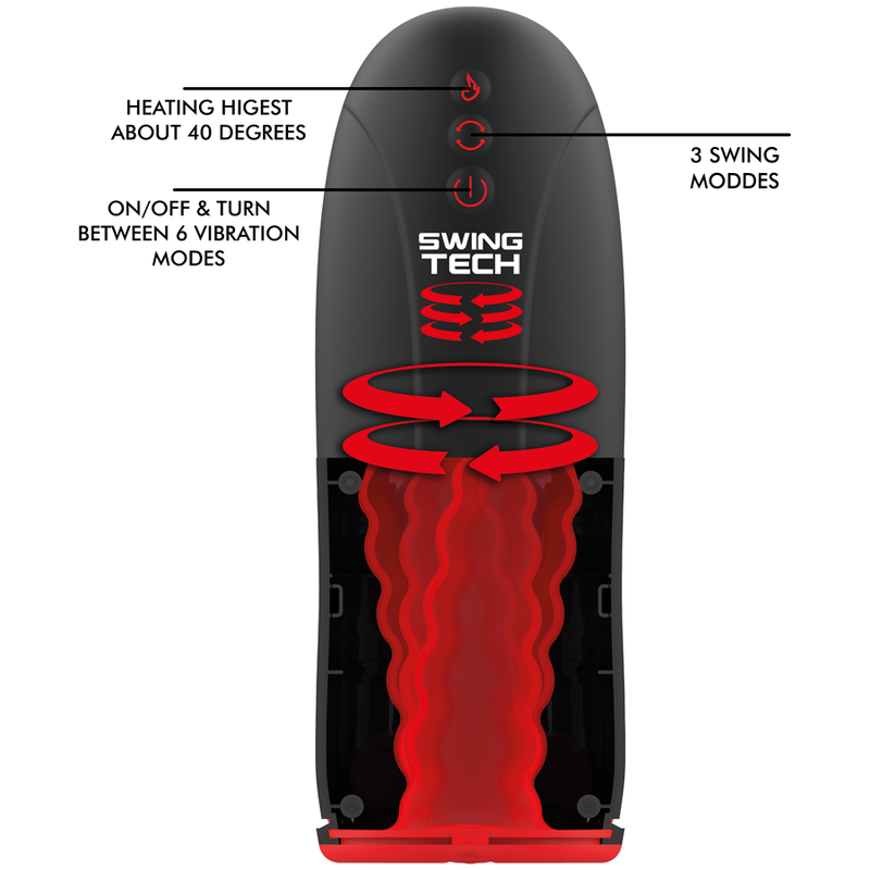 JAMYJOB - MASTURBATEUR À EFFET CHAUFFANT SWING-R, TECHNOLOGIE SWING ET VIBRATIONS