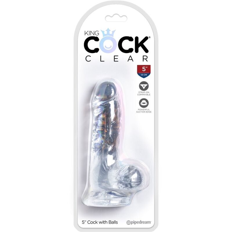 KING COCK - PÉNIS RÉALISTE ET TRANSPARENT AVEC COUILLES 10,1 CM TRANSPARENT