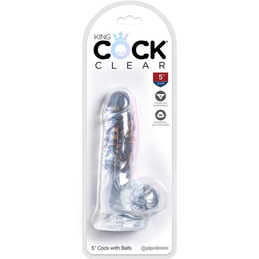 KING COCK - PÉNIS RÉALISTE ET TRANSPARENT AVEC COUILLES 10,1 CM TRANSPARENT