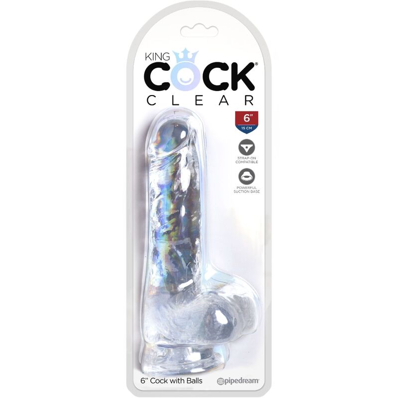 KING COCK - PÉNIS RÉALISTE TRANSPARENT AVEC COUILLES 13,5 CM TRANSPARENT