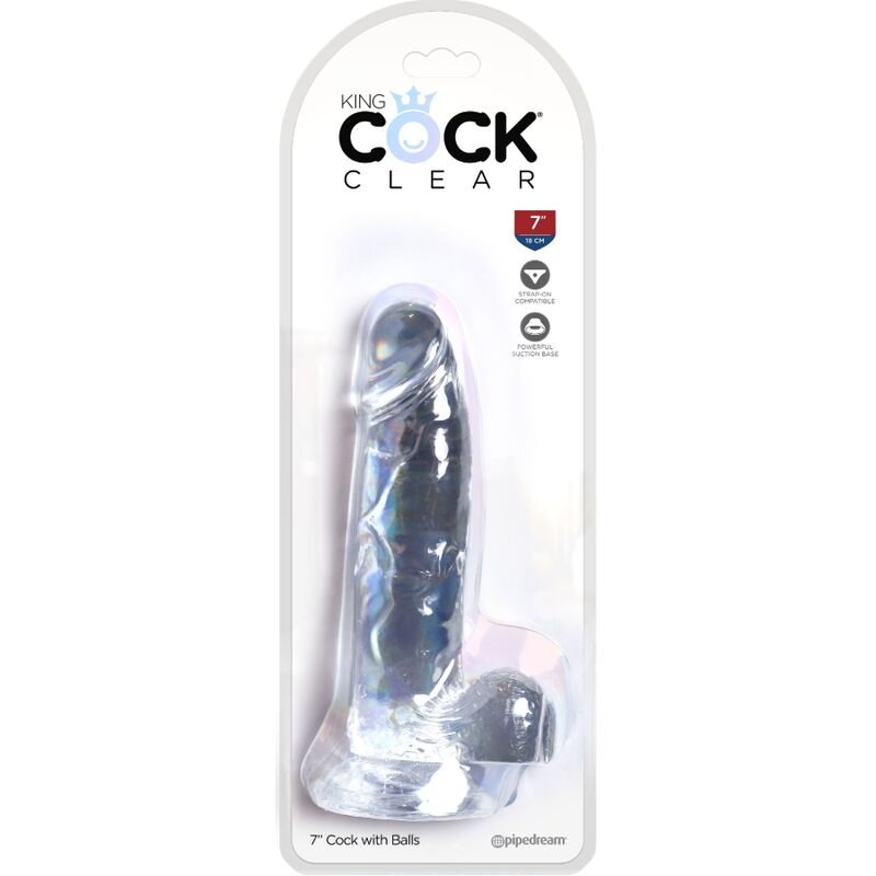 KING COCK - PÉNIS RÉALISTE ET TRANSPARENT AVEC COUILLES 15,2 CM