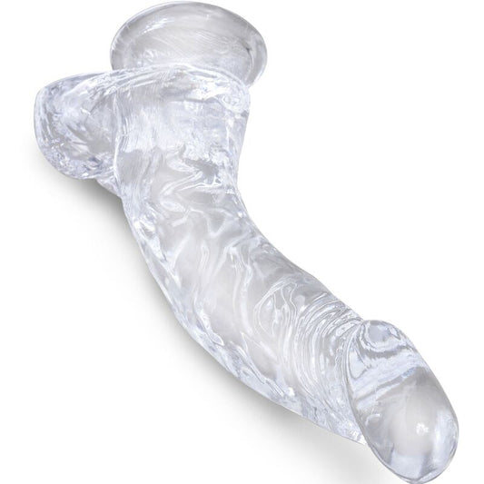 KING COCK - PÉNIS COURBÉ RÉALISTE ET TRANSPARENT AVEC DES COUILLES TRANSPARENTES DE 16,5 CM