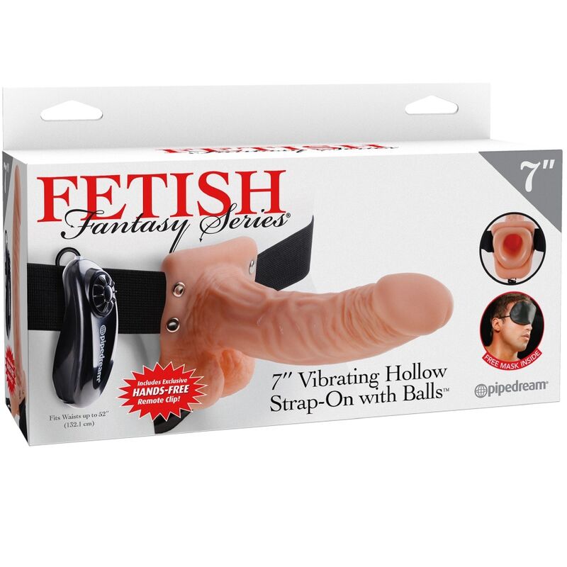 FETISH FANTASY SERIES - ADJUSTABLE HARNESS WITH REMOTE CONTROL, REALISTIC PENIS WITH TESTICLES 17.8 CM
