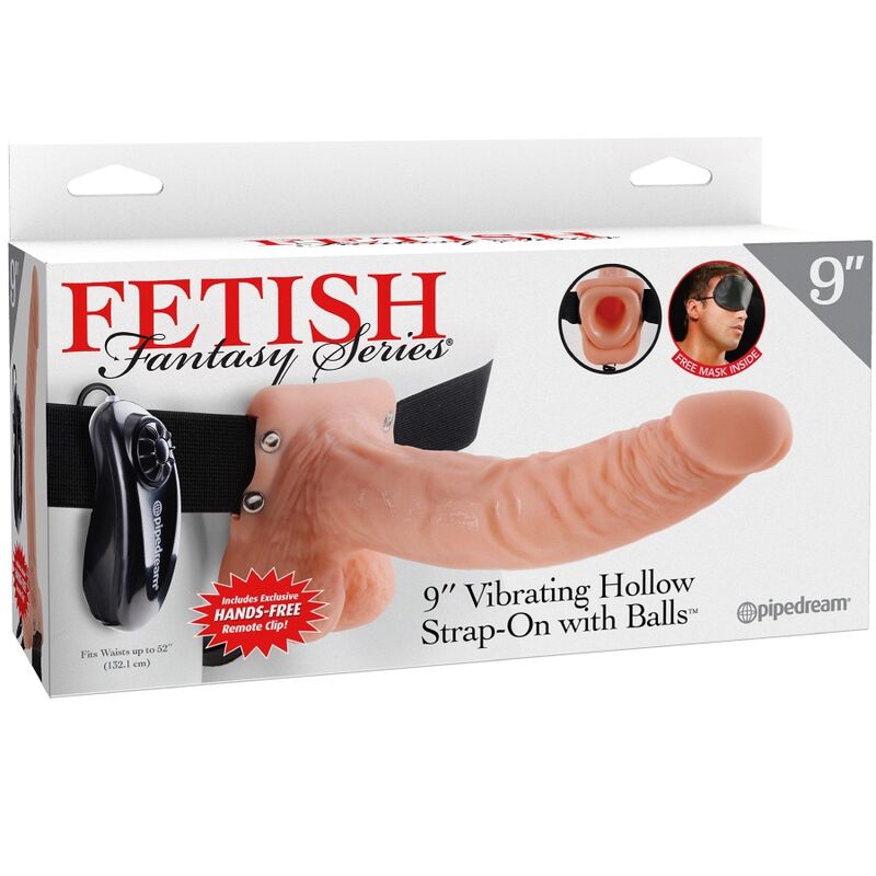 SÉRIE FETISH FANTASY - HARNAIS RÉGLABLE AVEC TÉLÉCOMMANDE, PÉNIS RÉALISTE AVEC TESTICULES 23 CM