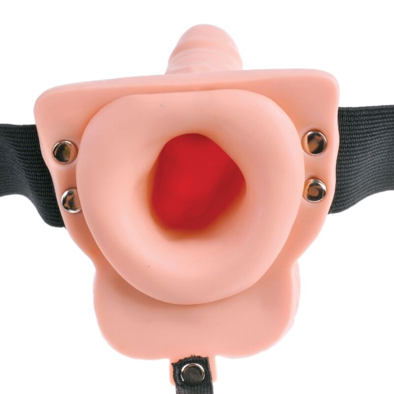 SÉRIE FETISH FANTASY - HARNAIS RÉGLABLE AVEC TÉLÉCOMMANDE, PÉNIS RÉALISTE AVEC TESTICULES RECHARGEABLES ET VIBRATEUR 15 CM