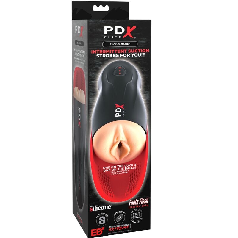 PDX ELITE - STROKER FUCK-O-MATIC VAGIN DOUBLE VIBRATION, PÉNIS ET TESTICULES