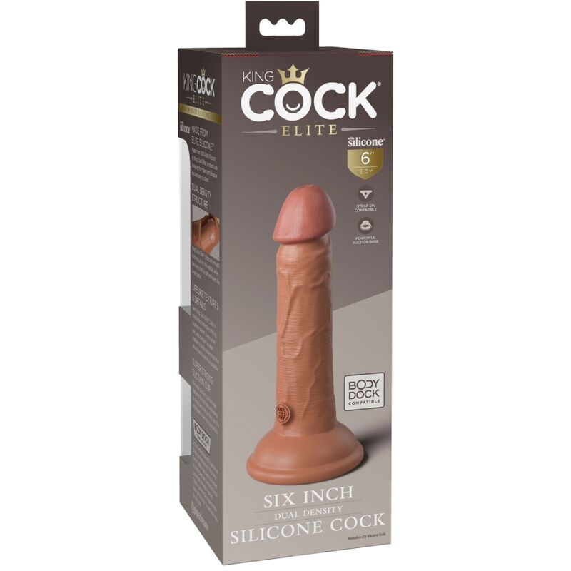 KING COCK - ELITE REALISTISCHE SILICONEN DILDO 15,2 CM CARAMEL