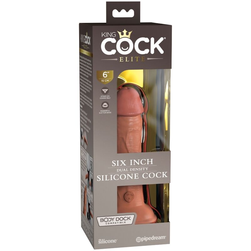 KING COCK - ELITE REALISTISCHE SILICONEN DILDO 15,2 CM CARAMEL