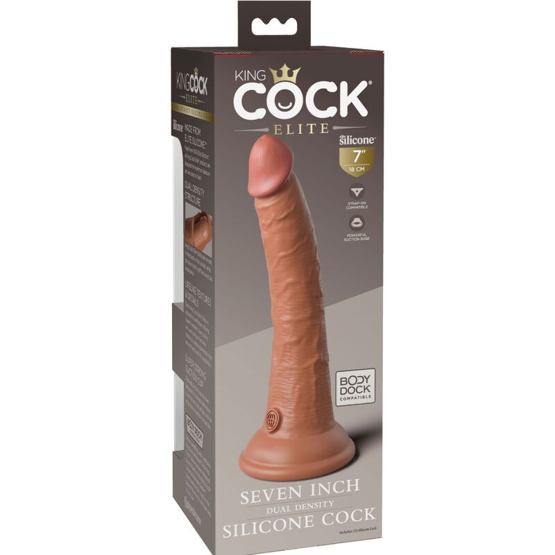 KING COCK - ELITE REALISTISCHE SILICONEN DILDO 17,8 CM CARAMEL