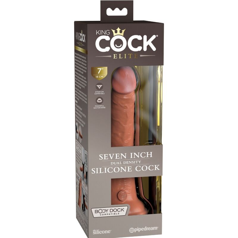 KING COCK - ELITE REALISTISCHE SILICONEN DILDO 17,8 CM CARAMEL