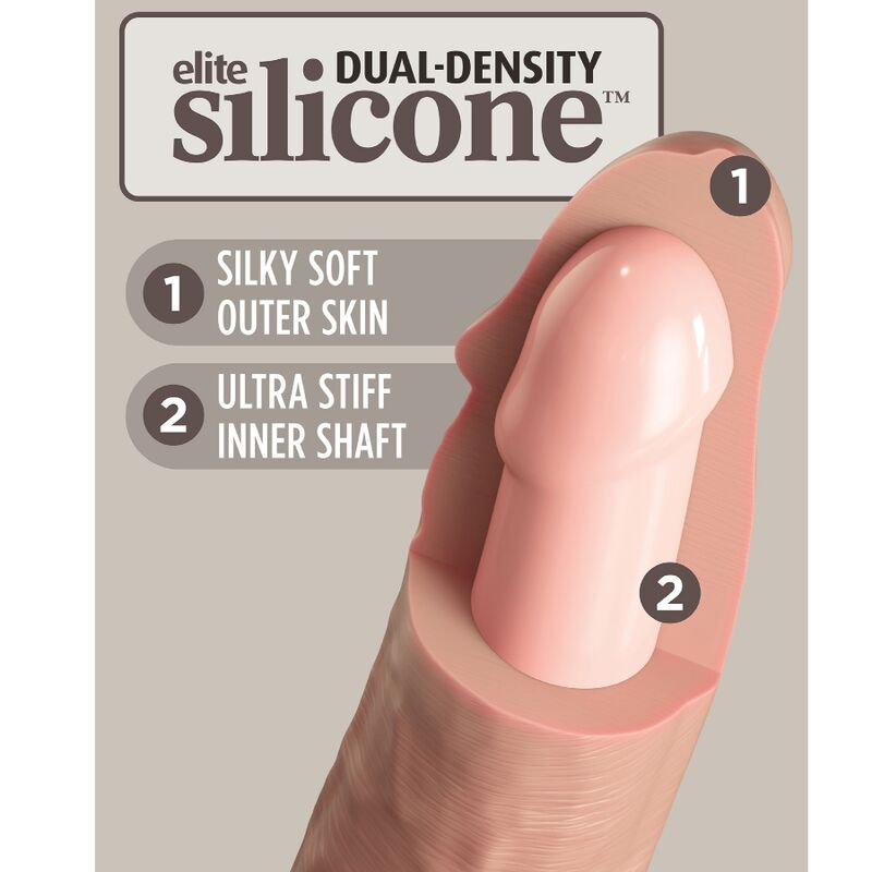 KING COCK - VIBRATEUR DILDO RÉALISTE ELITE &amp; TÉLÉCOMMANDE EN SILICONE 17,8 CM