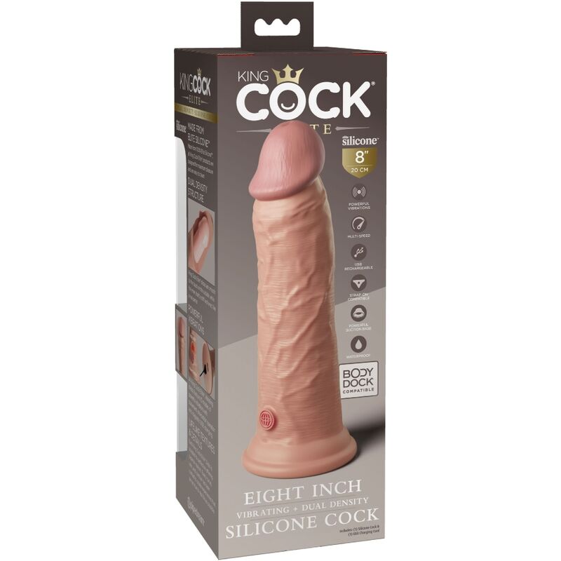 KING COCK - Gode en silicone à vibrations réalistes ELITE 20,3 cm