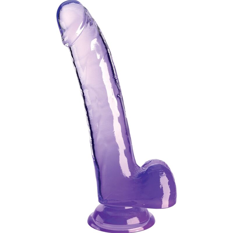 KING COCK - GODE TRANSPARENT AVEC TESTS 20,3 CM VIOLET