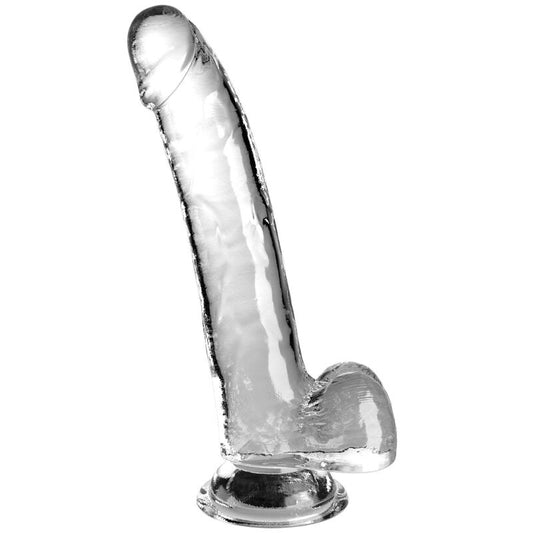 KING COCK - GODE TRANSPARENT AVEC TESTS 20,3 CM TRANSPARENT