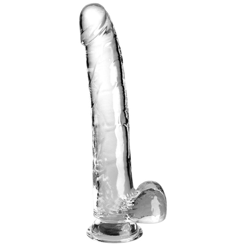 KING COCK - GODE TRANSPARENT AVEC TESTS 24,8 CM TRANSPARENT