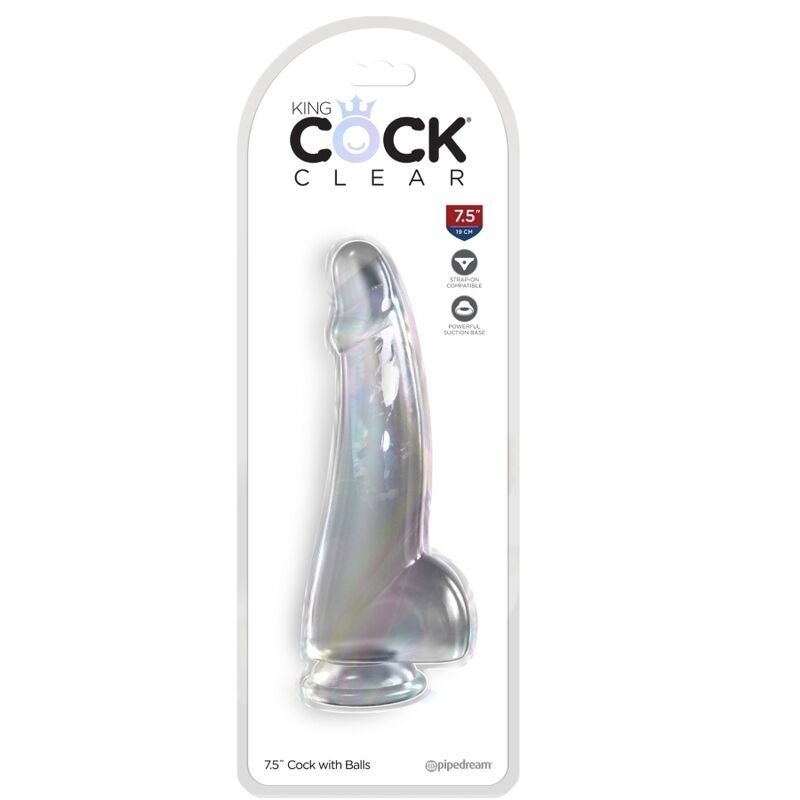 KING COCK - GODE TRANSPARENT AVEC TESTS 15,2 CM TRANSPARENT