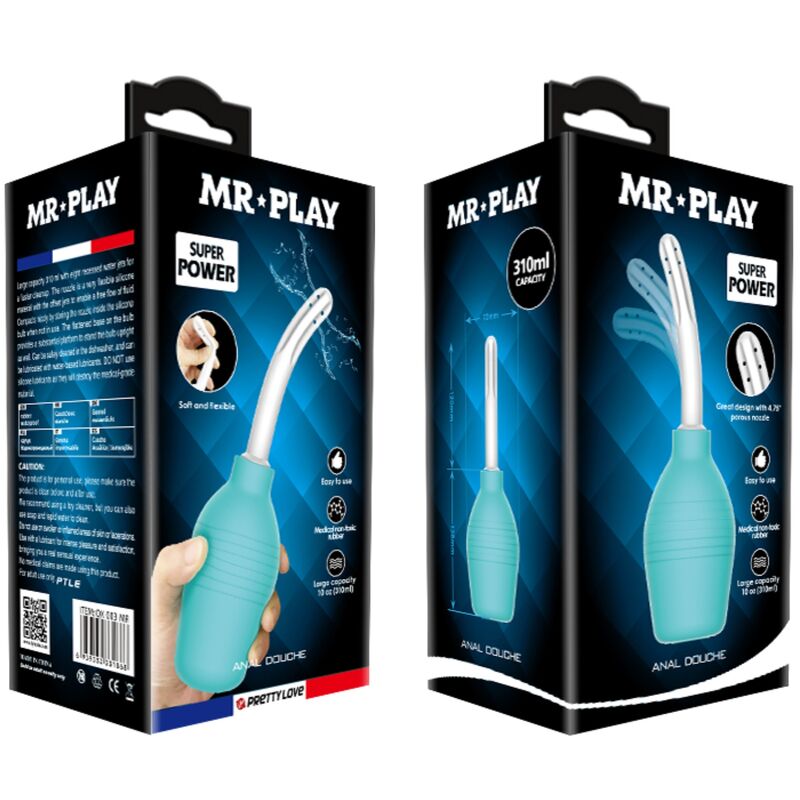 MR PLAY - DOUCHE ANALE EN CAOUTCHOUC BLEU POIRE