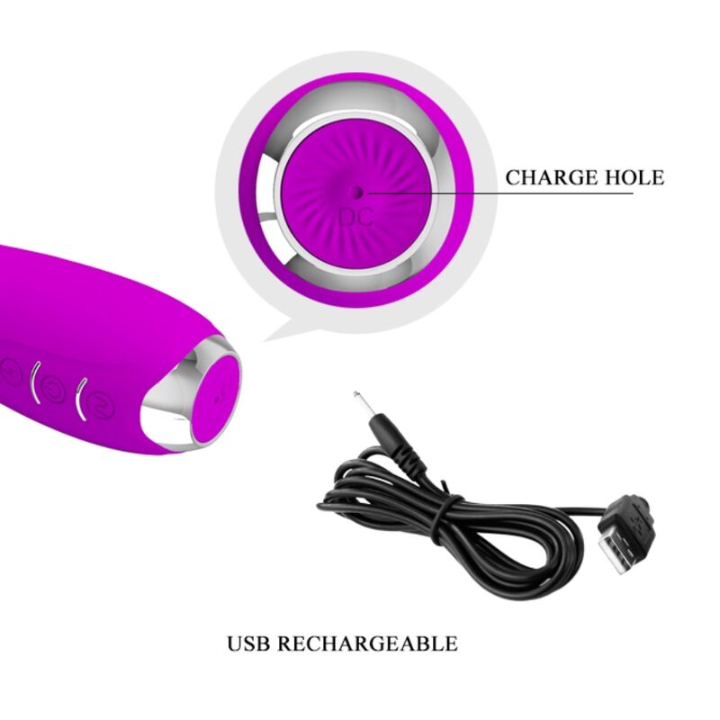PRETTY LOVE - HECTOR RECHARGEABLE ELECTRIC SHOCK VIBRATOR WATERPROOF PURPLE