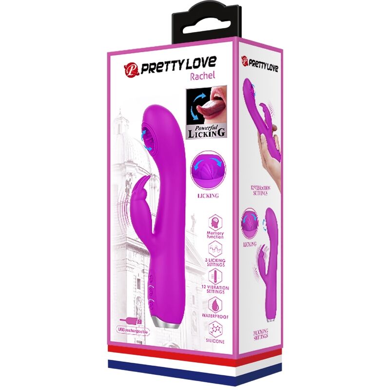 PRETTY LOVE - VIBRATEUR RECHARGEABLE RACHEL AVEC ONDES STIMULANTES VIOLET