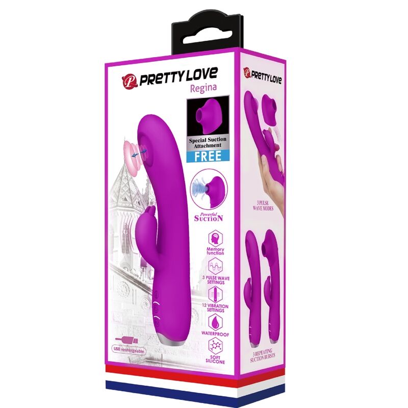 PRETTY LOVE - VIBRATEUR REGINA - ONDES STIMULANTES RECHARGEABLES VIOLET