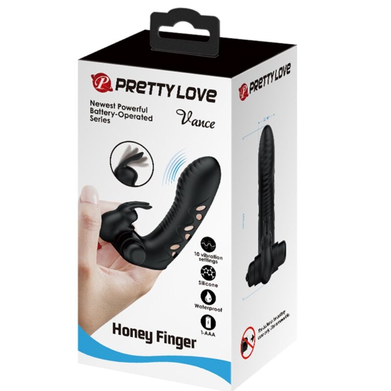 PRETTY LOVE - COUVERTURE DE DOIGT POUR VIBRATEUR VANCE BLACK RABBIT