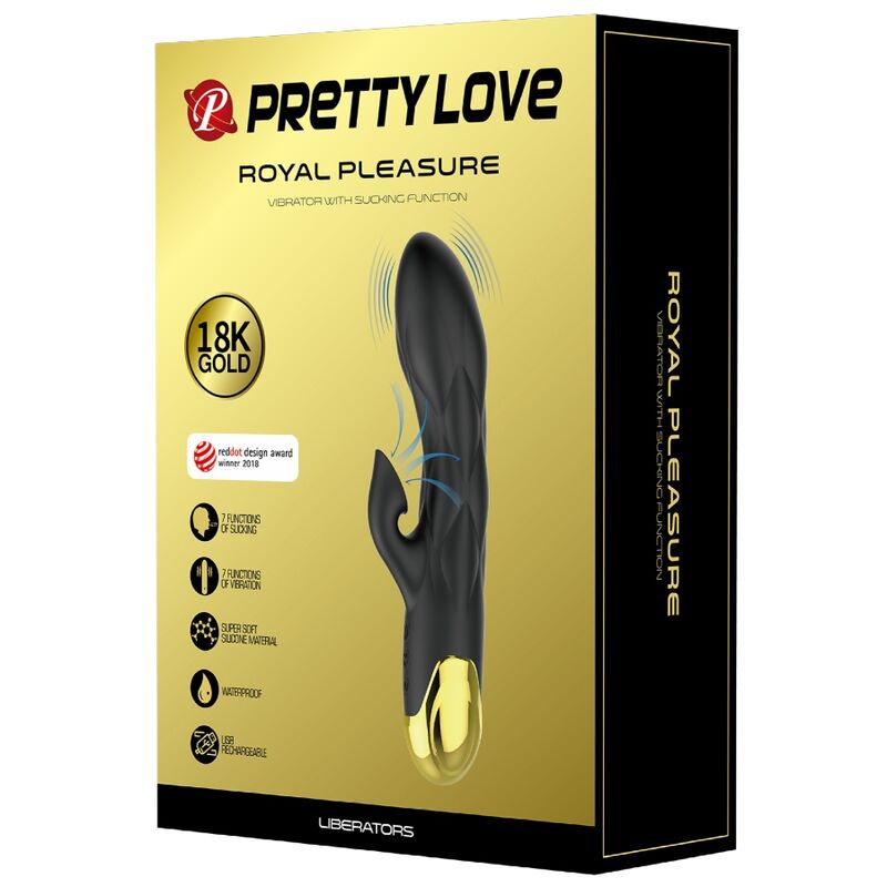 PRETTY LOVE - VIBRATEUR DE LUXE NOIR RECHARGEABLE PLAQUÉ OR