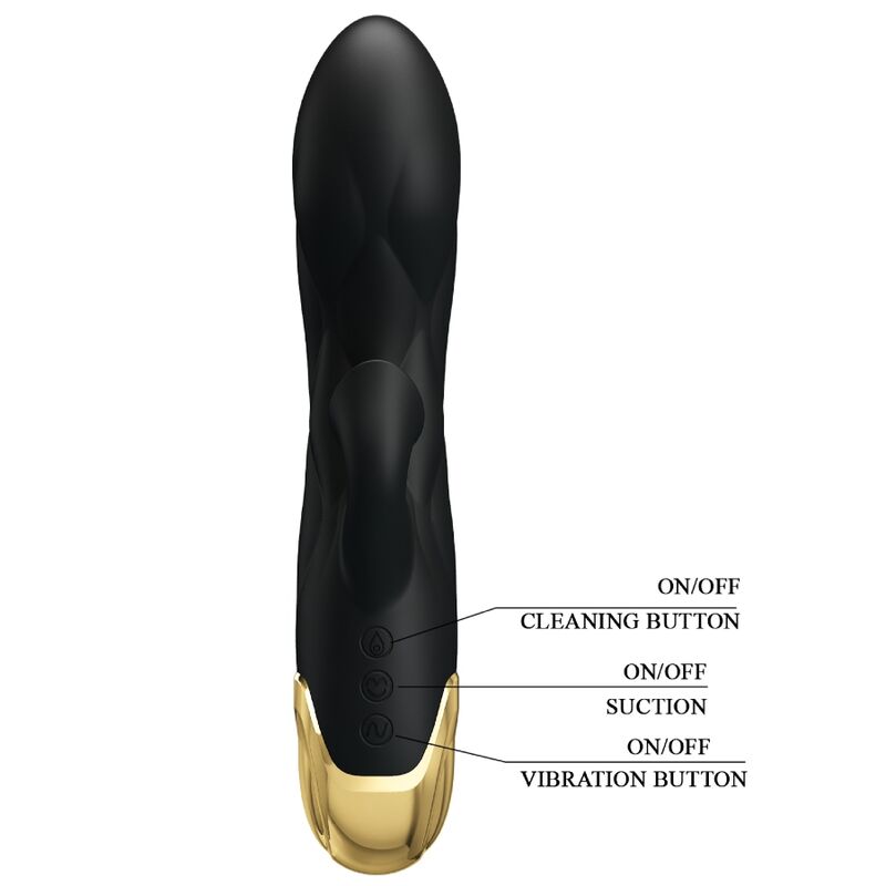 PRETTY LOVE - VIBRATEUR DE LUXE NOIR RECHARGEABLE PLAQUÉ OR