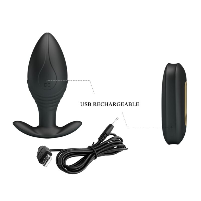 PRETTY LOVE - VIBRATEUR RECHARGEABLE ANAL PLUG REGINA NOIR