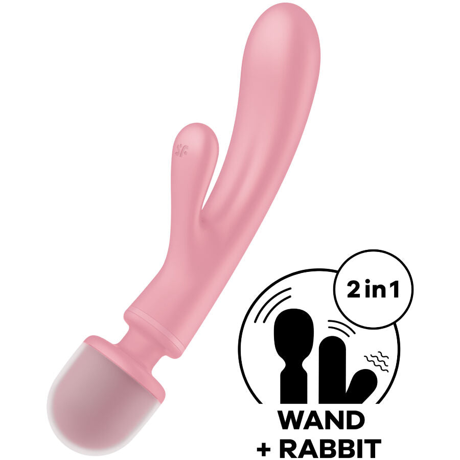 SATISFYER - VIBRATEUR MASSEUR TRIPLE LOVER RABBIT GRIS