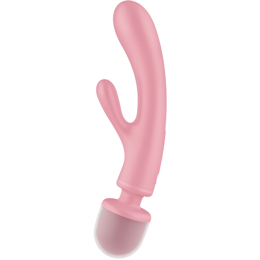 SATISFYER - VIBRATEUR MASSEUR TRIPLE LOVER RABBIT GRIS