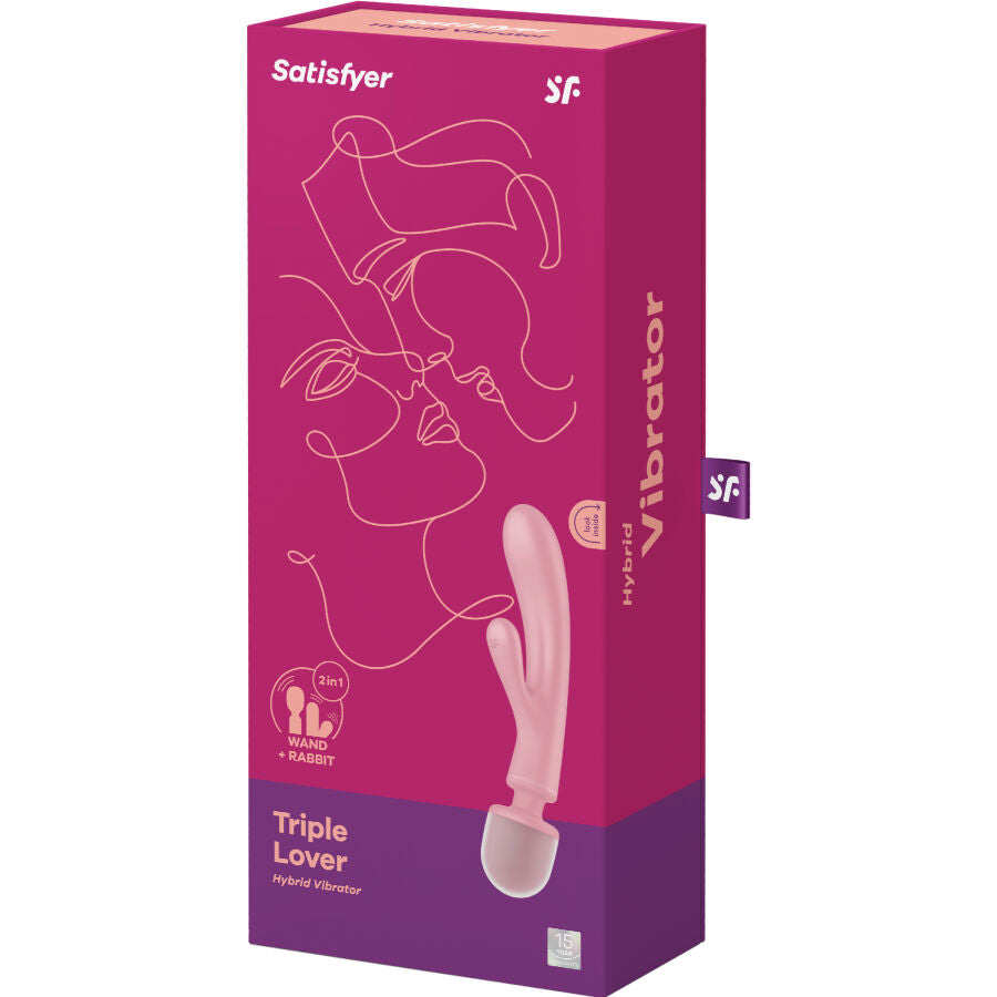 SATISFYER - VIBRATEUR MASSEUR TRIPLE LOVER RABBIT GRIS