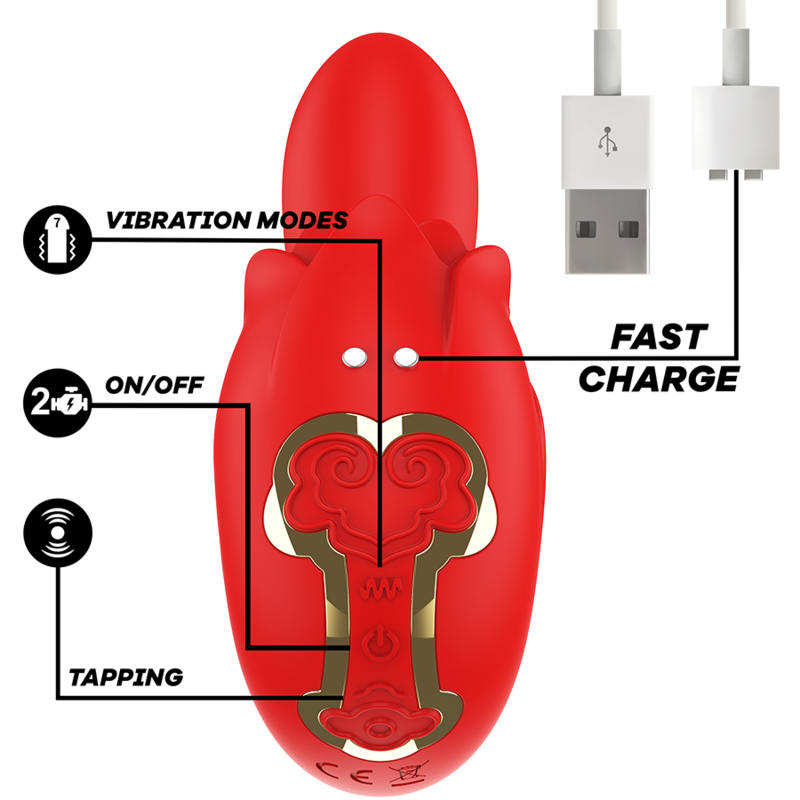 MIA - SELENA STIMULATOR VIBRATING + FLAP RED