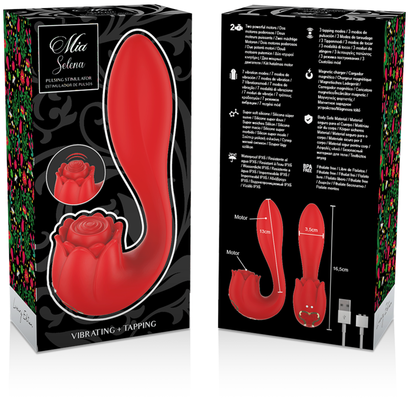 MIA - SELENA STIMULATOR VIBRATING + FLAP RED