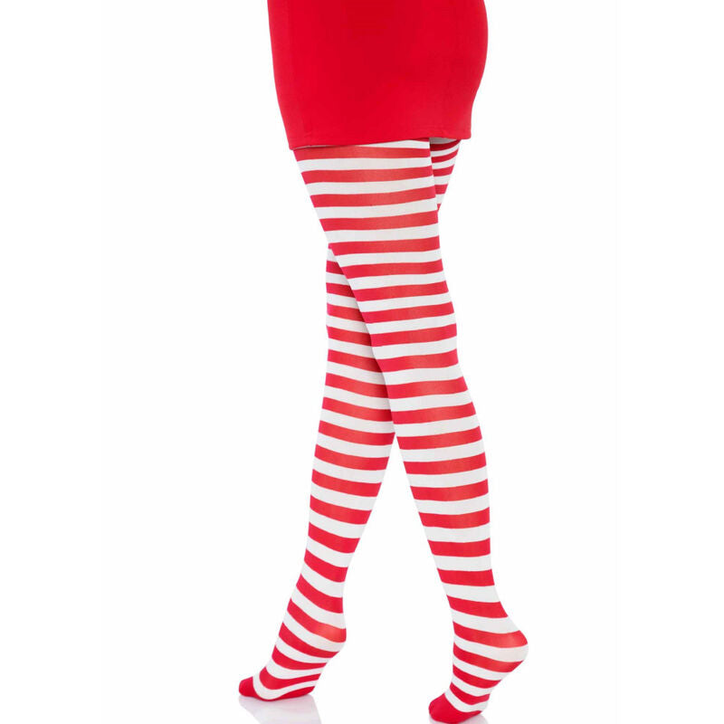 LEG AVENUE - WIT/ROOD GESTREEPTE PANTY