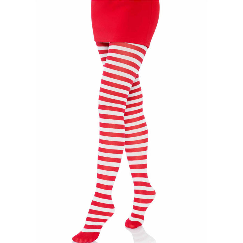 LEG AVENUE - WIT/ROOD GESTREEPTE PANTY