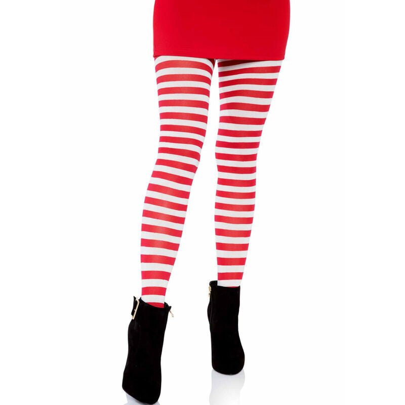 LEG AVENUE - WIT/ROOD GESTREEPTE PANTY