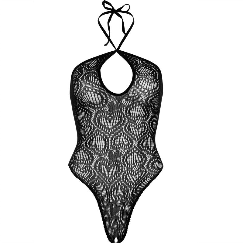 LEG AVENUE - NAADLOZE HALTER-NEK BODYSUIT IN HET ZWART