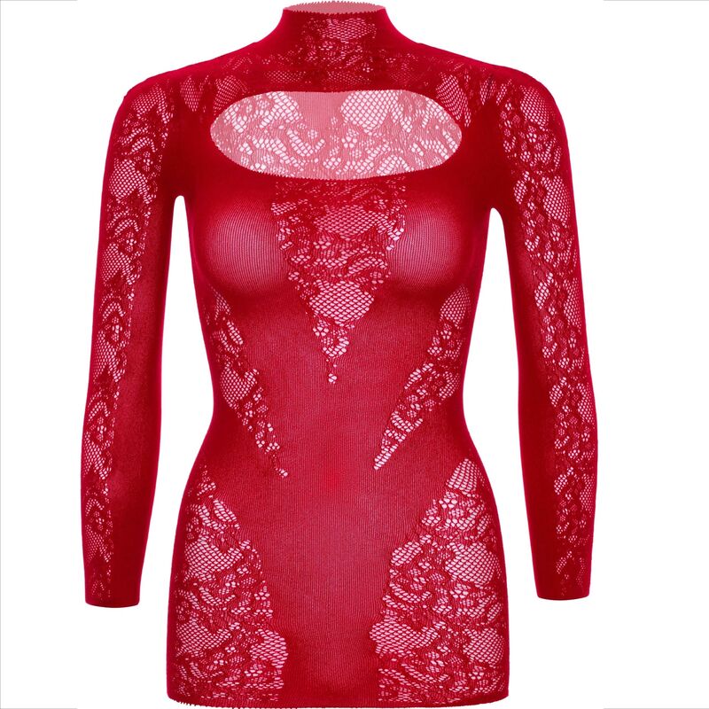 LEG AVENUE - MINI-JURK MET KANT LANGE MOUW ROOD