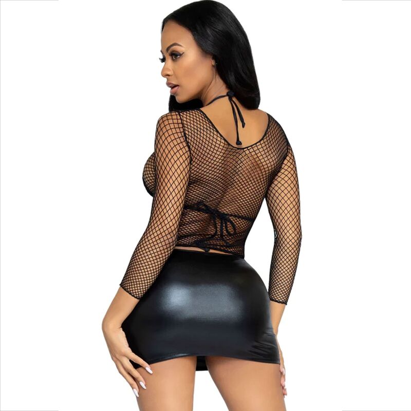 LEG AVENUE - MESH LONG-SLEEVED T-SHIRT BLUE