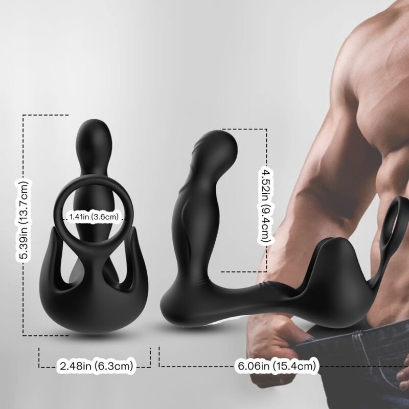 ARMONY - SURROUND VIBRATOR ANAAL &amp; STIMULATOR TESTIKELEN &amp; RING AFSTANDSBEDIENING ZWART
